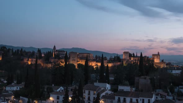 Timelapse of Alhambra Palace at sunset