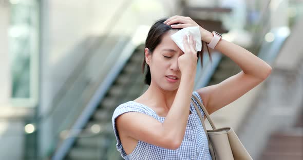 Woman Feeling Hot at Outdoor