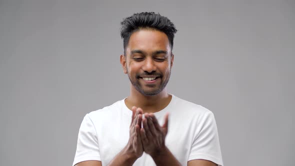 Indian Man Applying Hair Wax or Styling Gel 30