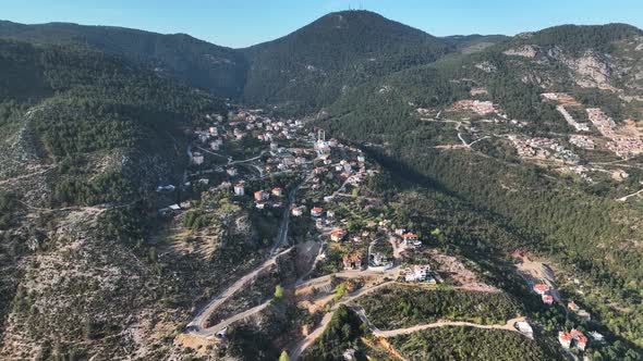 Colorful city Aerial View 4 K Alanya Turkey