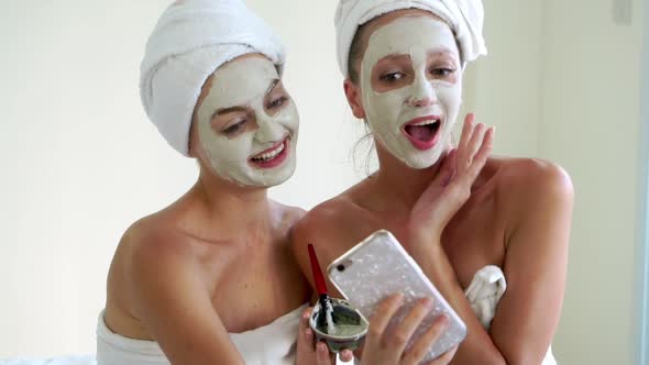 Beautiful Woman Having a Facial Treatment at Spa