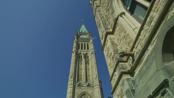 Low angle view of the Peace Tower, in Ottawa