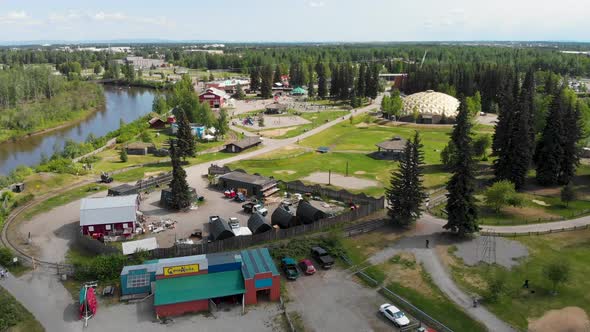 4K Drone Video of Playground Pioneer Park in Fairbanks, AK during Summer Day