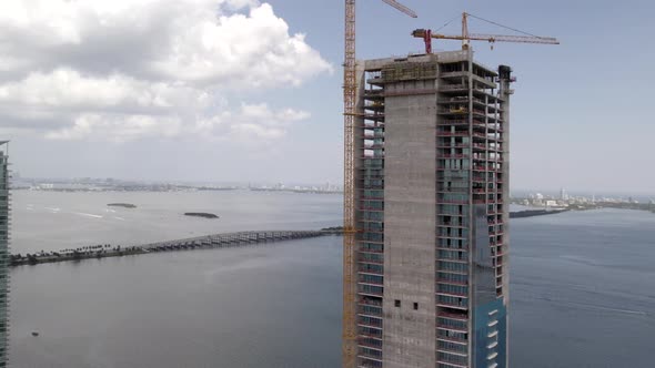 Missoni Baia Edgewater Miami. 4k Drone Shot With View Of Biscayne Bay