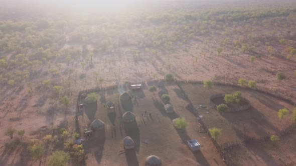 Aerial view of tribal village in Angola, Africa