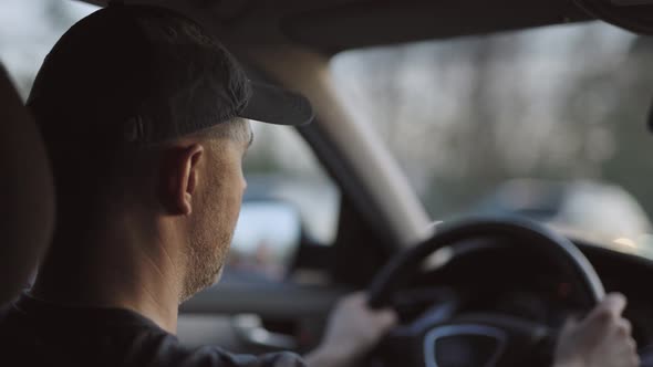 Male Taxi Driver at Work