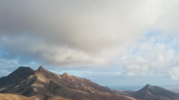 Clouds Timelapse of Over Desert Landscape Fuerteventura Island