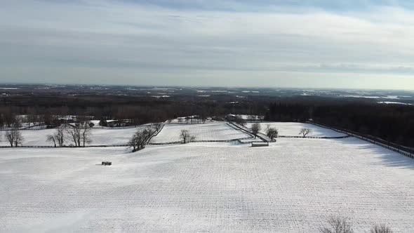 Aerial footage of a cold winter landscape