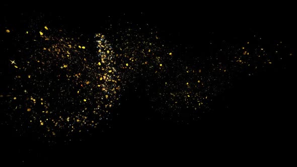 Gold Glitter Star Dust Magic Trail Sparkling Particles On Black