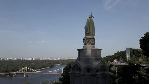 Kyiv, Ukraine: Monument To Volodymyr the Great. Aerial View