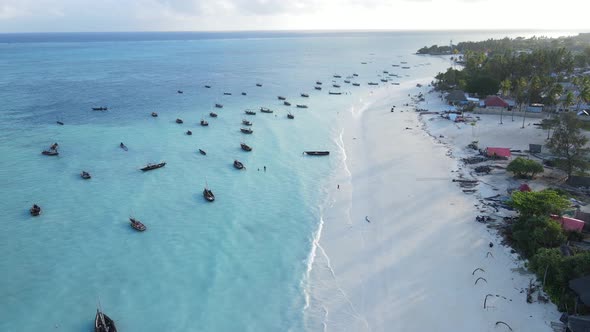 Boats in the Ocean Near the Coast of Zanzibar Tanzania