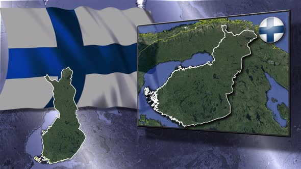 Finland Flag And Map Animation alt