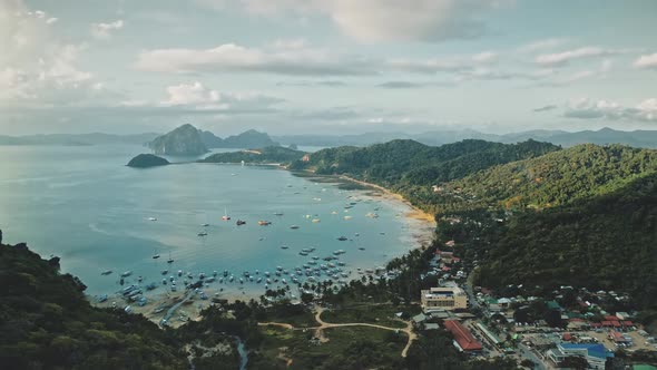 Philippines Harbor Cityscape at Sea Bay Aerial