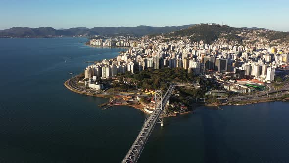 Tropical beach scenery of island os Florianopolis Brazil. Travel landmark.