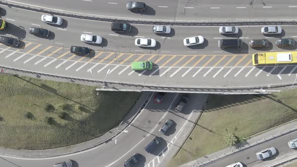 Kyiv. Ukraine: Road Junction. Aerial View, Flat, Gray