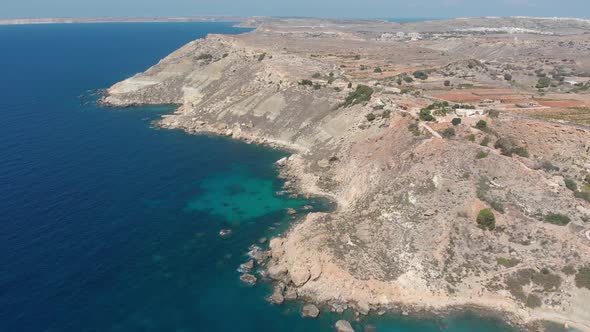 Aerial drone video from western Malta, Mgarr area, Fomm ir-Rih bay.