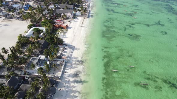 View From a Height of the Indian Ocean Near the Coast of Zanzibar Tanzania