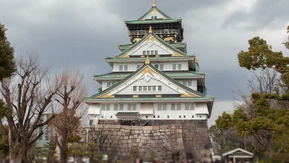 Osaka Famous Medieval Castle Sightseers Timelapse