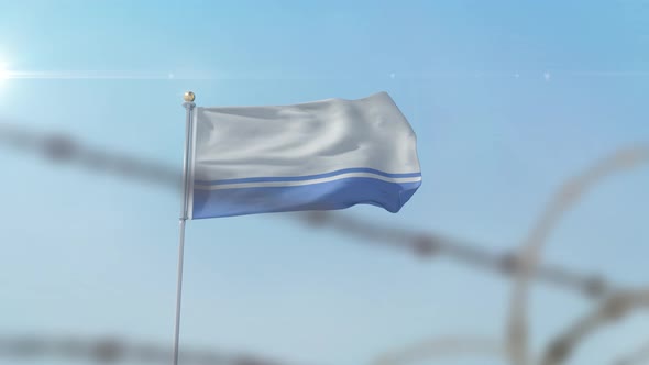 Altai Republic  Flag Behind Border