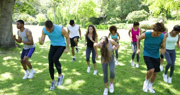 Boot Camp Class Jogging On The Spot