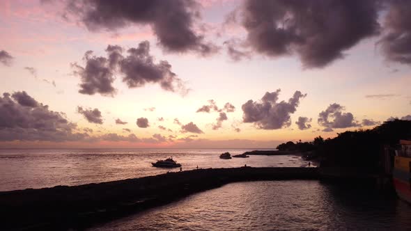 Aerial View on Amazing Sunrise Over Indian Ocean