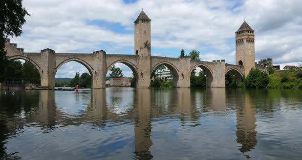 The medieval Pont Valentre, Cahors, Lot department, the Occitan, France