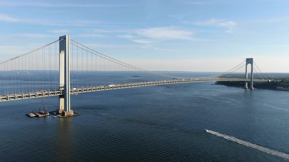 Verrazano Bridge and the East River in New York City