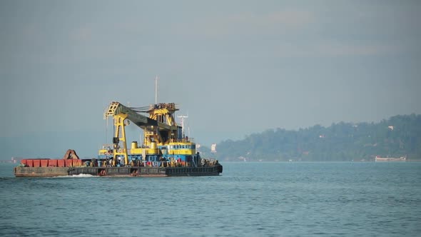 Industrial Fishing Boat In Sea Ocean