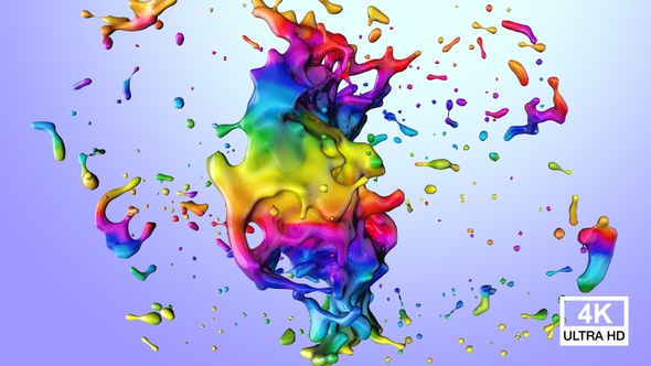 Multicolor Paints Ball Splash Collision 4K