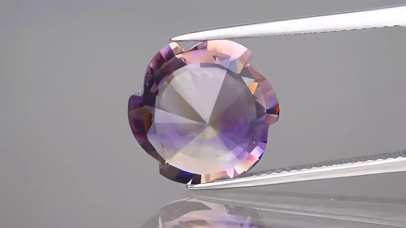 Ametrine Round Fancy Cut Natural Gemstone Octagon Shape Isolate on White Background