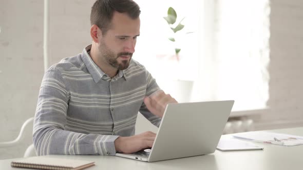 Ill Adult Man Coughing at Work