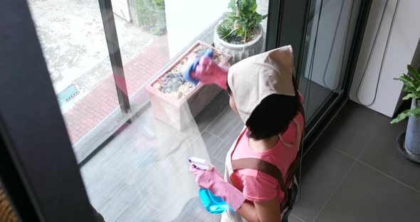 Woman doing housework at home