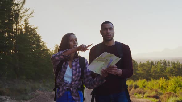 Young couple on a trek in countryside