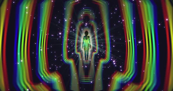 A Looped 3D Animation of the Enlightenment of the Multicolored Energy of the Human Aura Fields