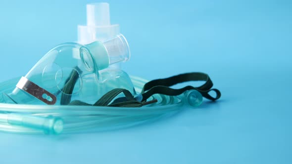 Child Nebulizer on Blue Background Top View