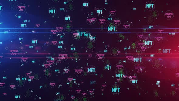 NFT Crypto Art symbols seamless loop background