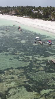 Tanzania  Vertical Video of the Ocean Near the Coast of Zanzibar Slow Motion