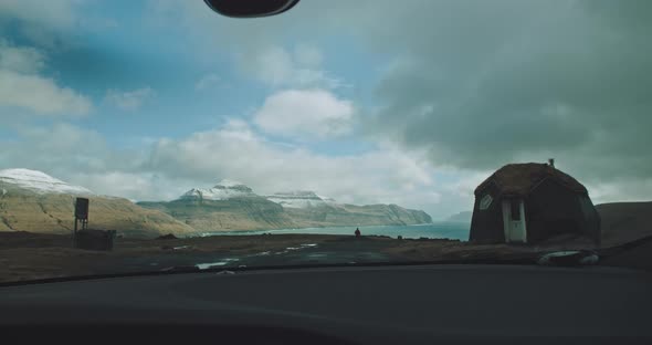 Close up view from inside the car with stunning landscape