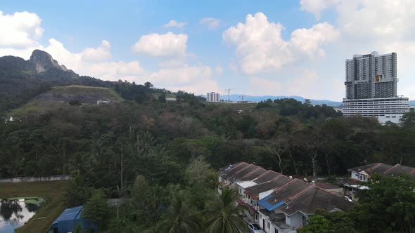 Aerial view of Housing Area, Hills and Apartment in Selangor
