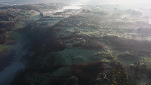 Aerial View of Lough Fad in the Morning Fog County Donegal Republic of Ireland