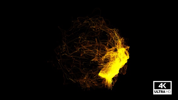 Abstract Creative Golden Cosmical Particles Sphere Background 4K Footage V5