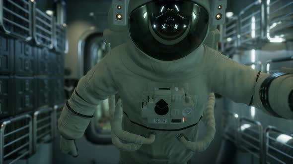 Astronaut Inside the Orbital Space Station alt