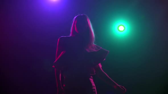 Close-up of Silhouette Girl in Dancing, Slow Motion