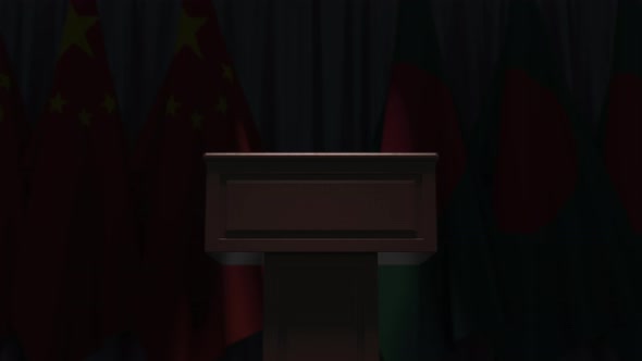 Flags of Bangladesh and China at International Meeting