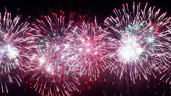 Colorful Fireworks Exploding in the Night Sky