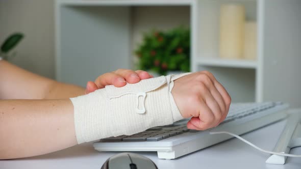 Bandage of Elvstick Bandage on a Person's Wrist Carpal Tunnel Syndrome
