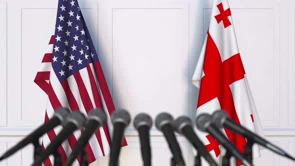 Flags of the United States and Georgia at International Meeting alt