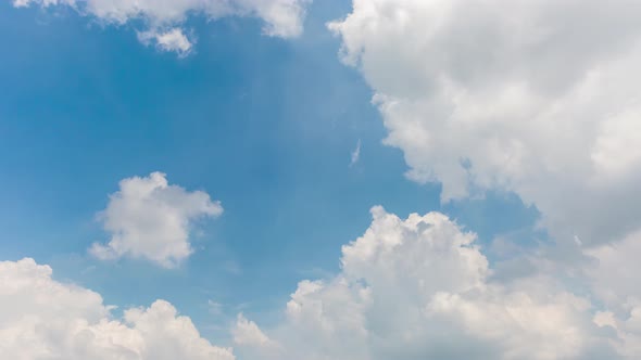 Time lapse of clouds over blue sky