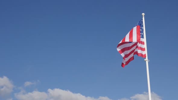 Silky American flag fabric in slow motion waving on the wind 1920X1080 HD footage - United States of alt