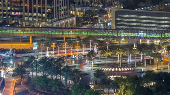 Dubai Downtown Night Aerial Timelapse